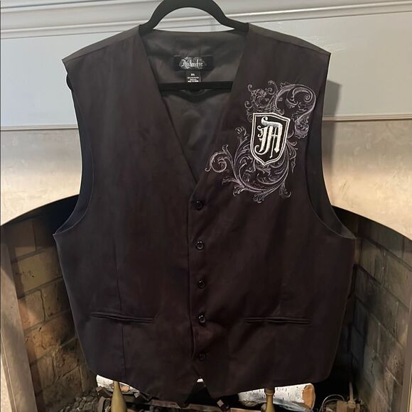 Abalanche Authentic Black Embroidered Vest - Picture 1 of 6